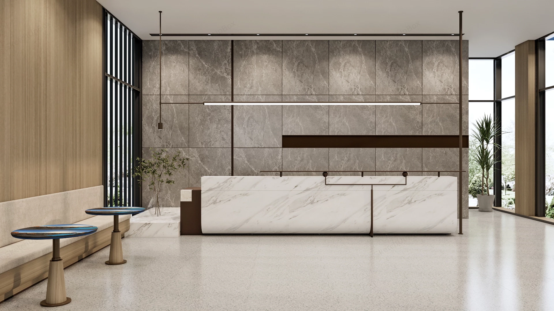 Modern Hotel Reception Desk Design sketchup model preview - SketchupBox