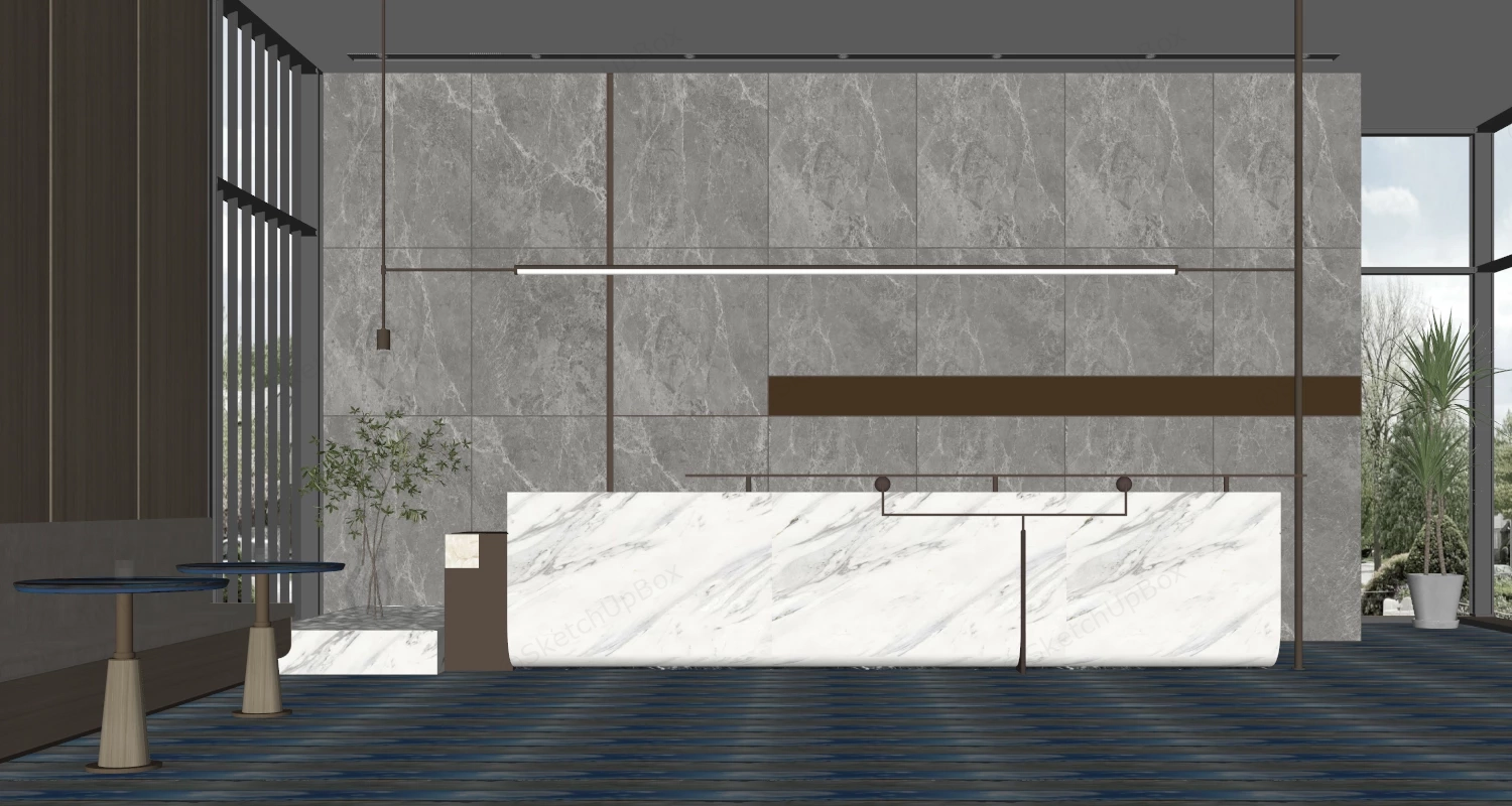 Modern Hotel Reception Desk Design sketchup model preview - SketchupBox
