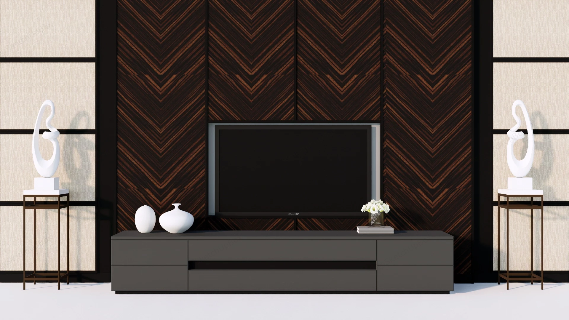 Tv Accent Wall Design sketchup model preview - SketchupBox