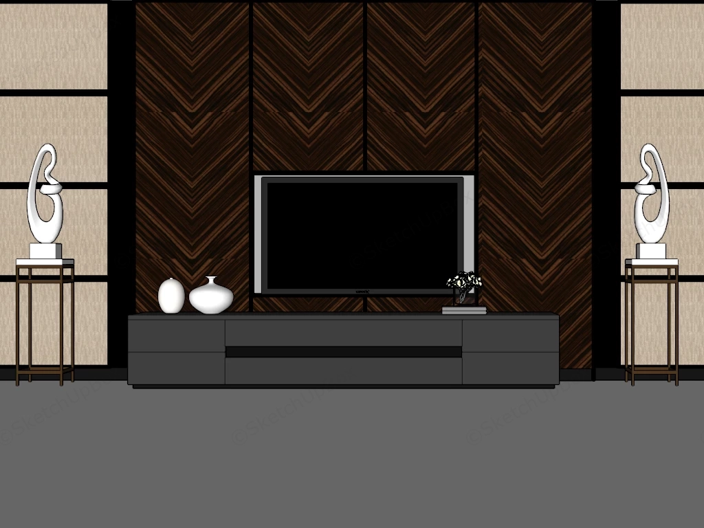 Tv Accent Wall Design sketchup model preview - SketchupBox