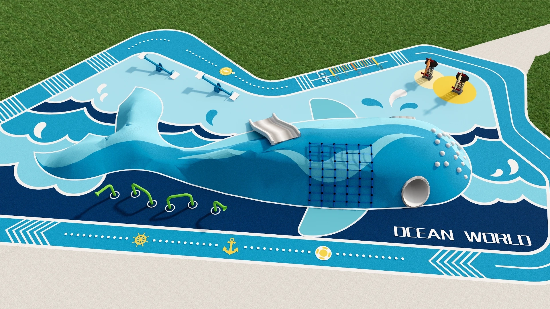 Ocean World Whale Playground sketchup model preview - SketchupBox