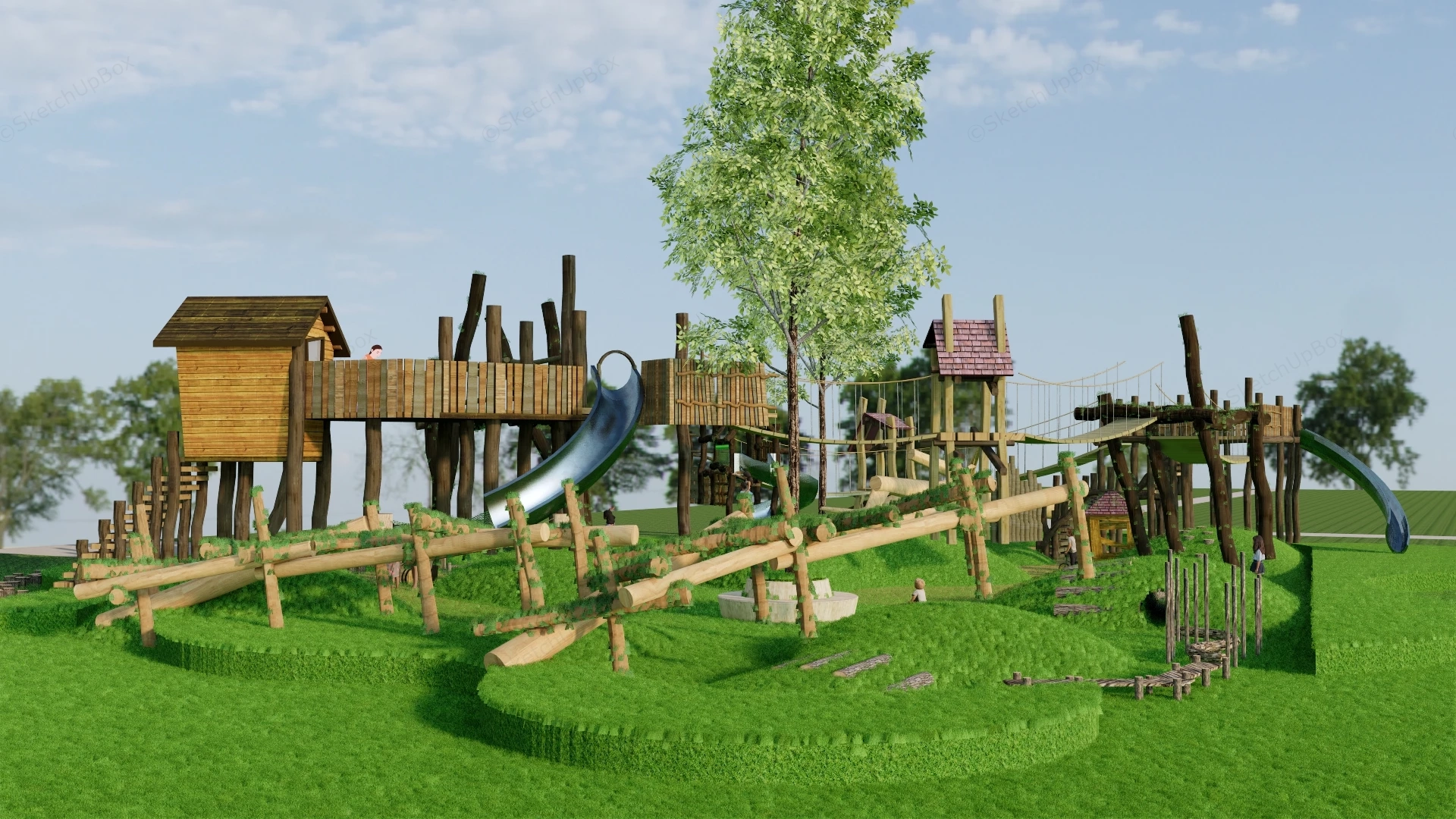 Natural Adventure Playground sketchup model preview - SketchupBox