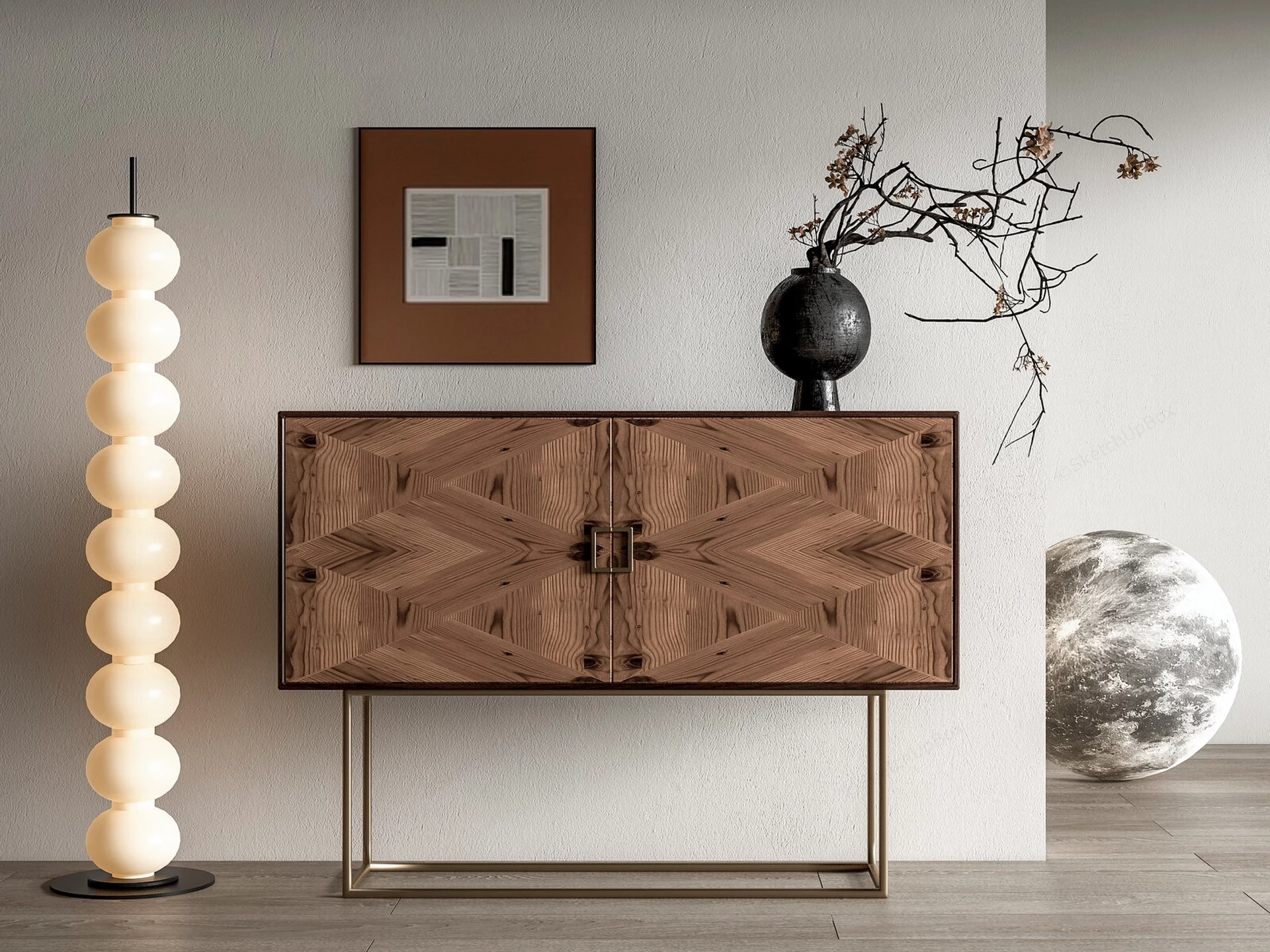 Zen Style Accent Cabinet sketchup model preview - SketchupBox