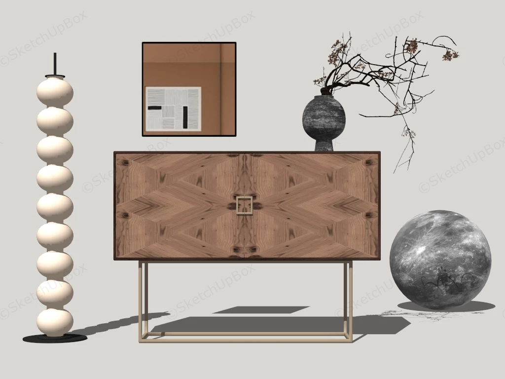 Zen Style Accent Cabinet sketchup model preview - SketchupBox