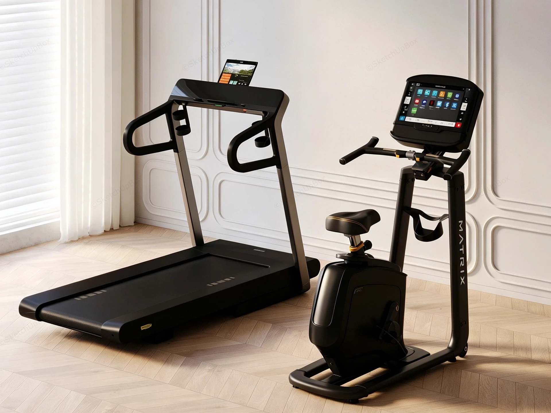 Treadmill And Exercise Bike sketchup model preview - SketchupBox