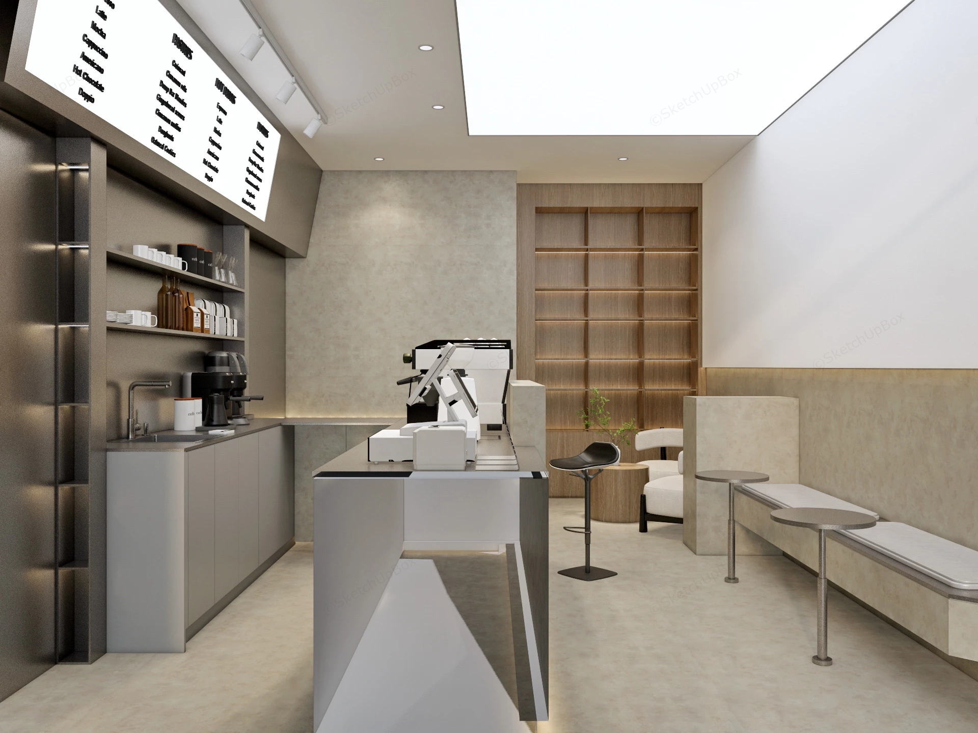Tiny Cafe Interior Design sketchup model preview - SketchupBox