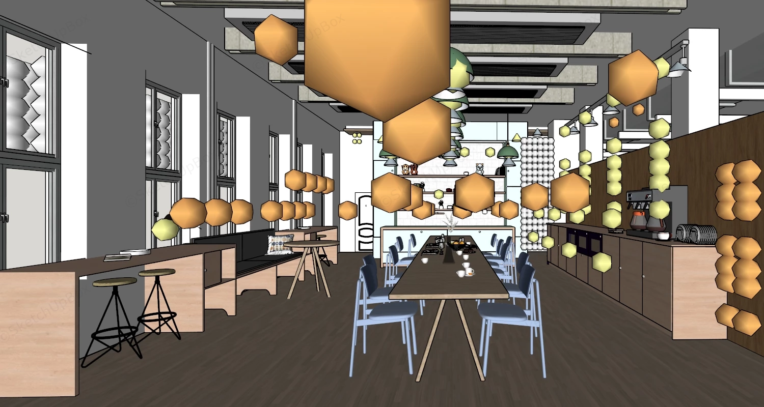 Office Break Room Design sketchup model preview - SketchupBox