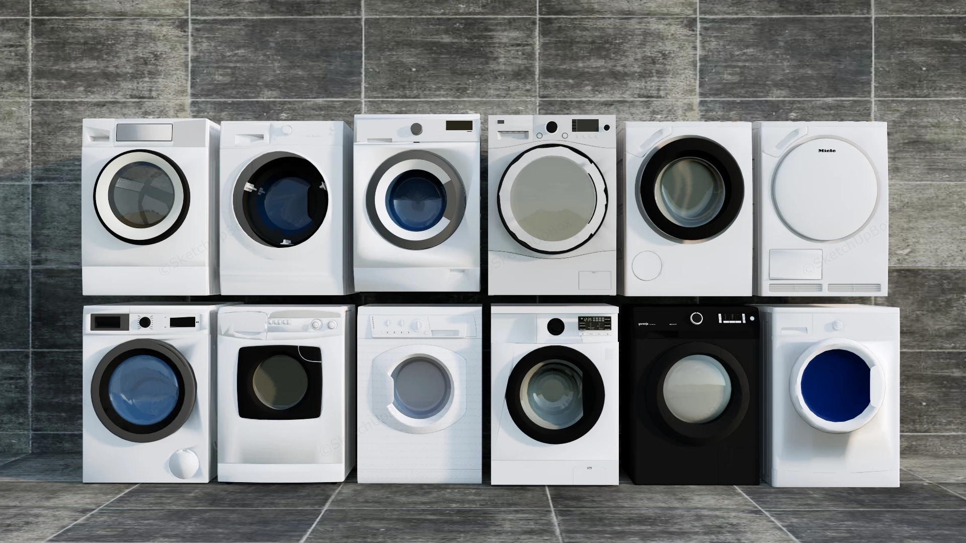 Front Load Washing Machines sketchup model preview - SketchupBox