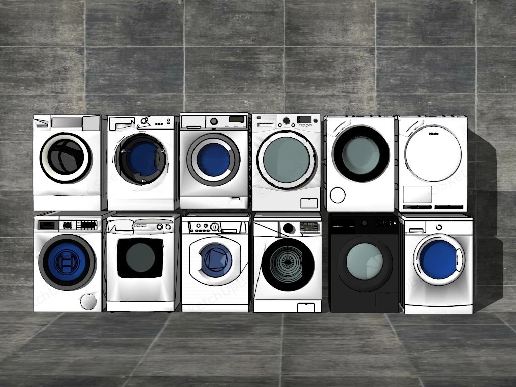 Front Load Washing Machines sketchup model preview - SketchupBox