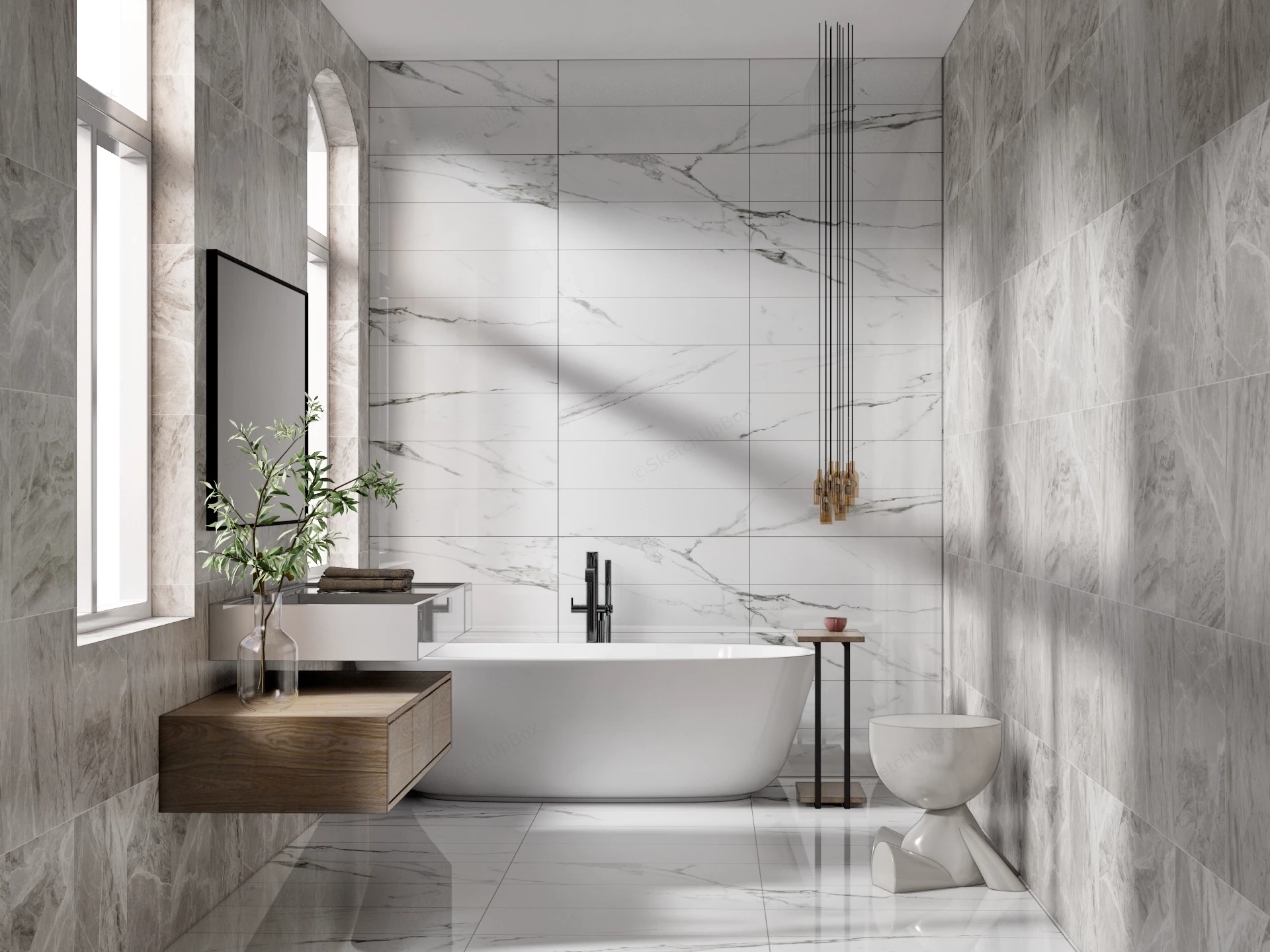 Simple Minimalist Bathroom Idea sketchup model preview - SketchupBox