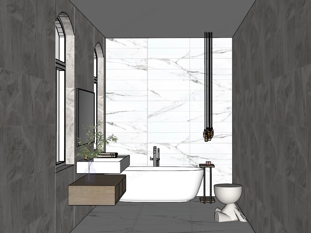 Simple Minimalist Bathroom Idea sketchup model preview - SketchupBox
