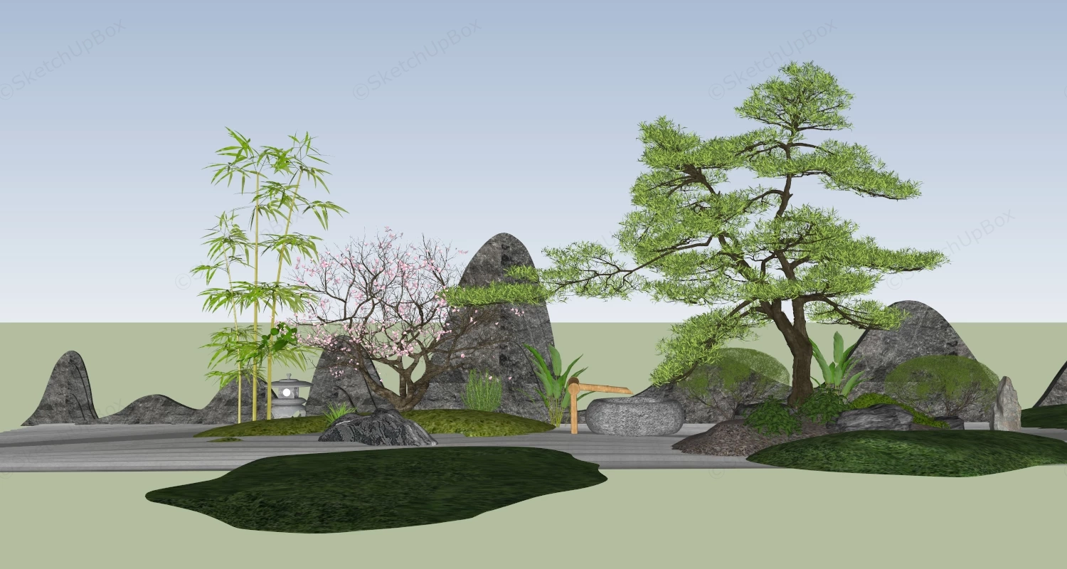 Zen Garden Landscape Ideas sketchup model preview - SketchupBox