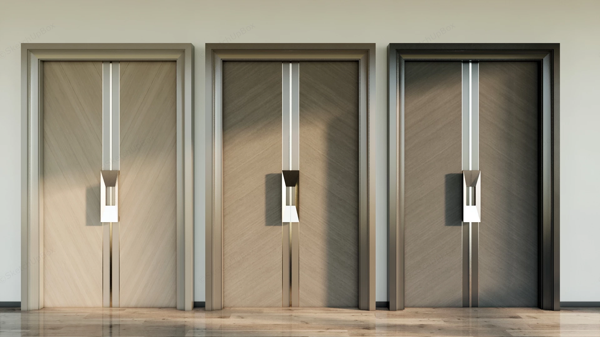 Large Wooden Entrance Doors sketchup model preview - SketchupBox