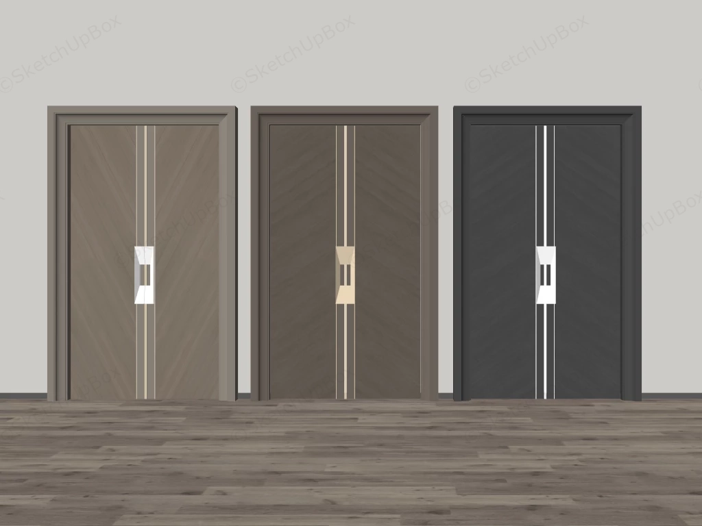 Large Wooden Entrance Doors sketchup model preview - SketchupBox
