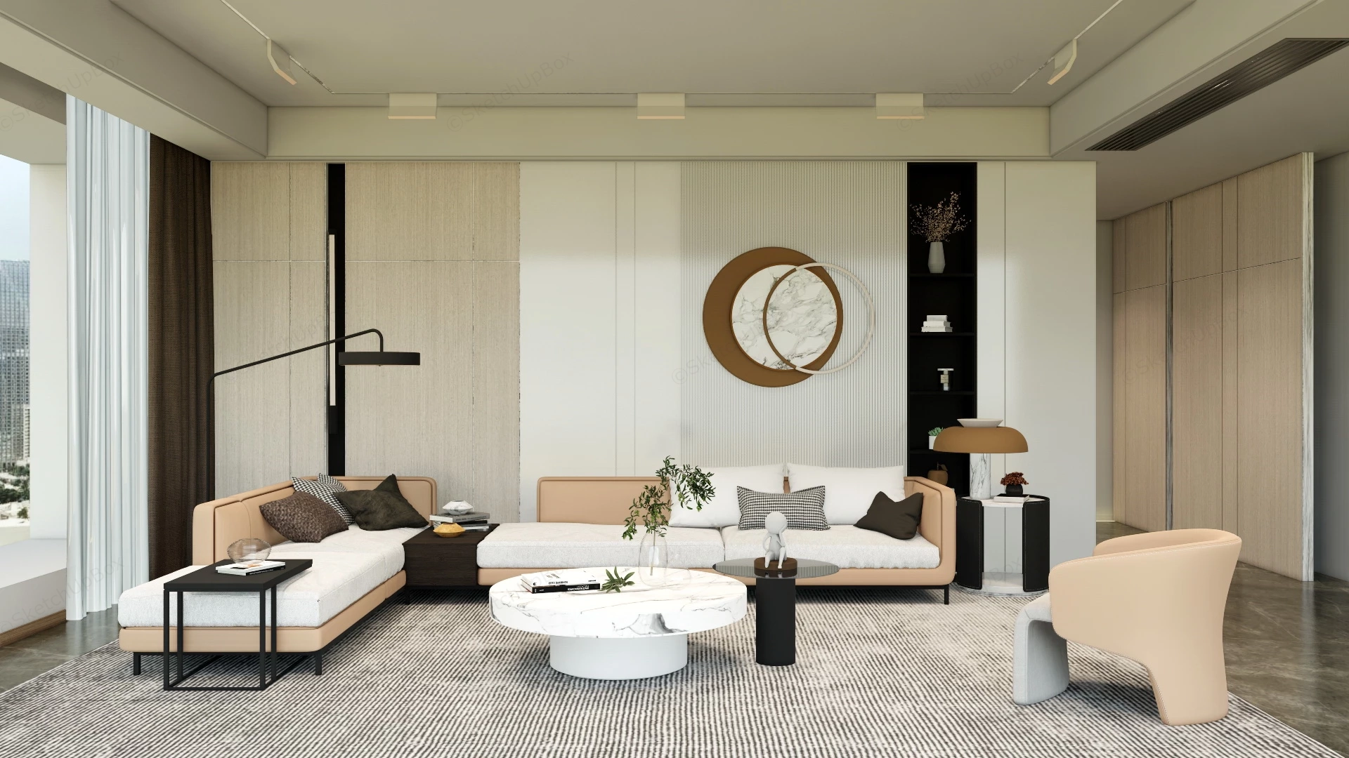 Modern Condo Living Room sketchup model preview - SketchupBox