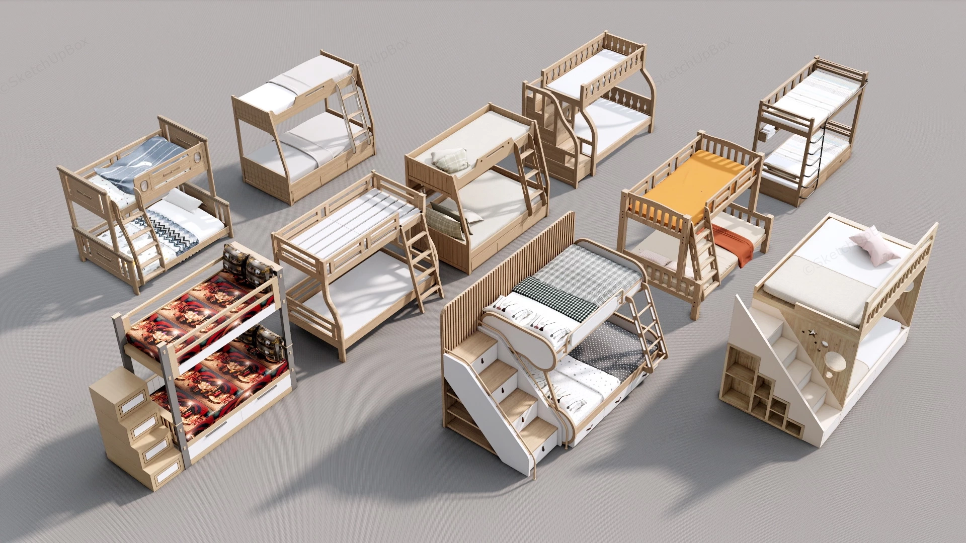 10 Bunk Bed Collection sketchup model preview - SketchupBox