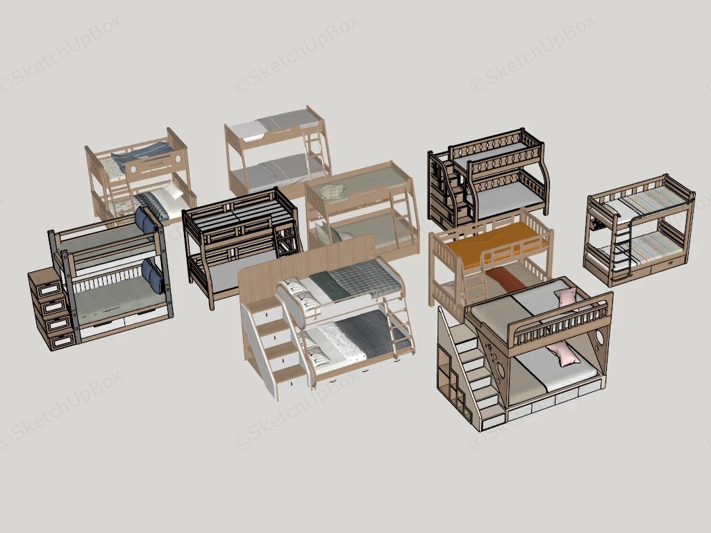 10 Bunk Bed Collection sketchup model preview - SketchupBox