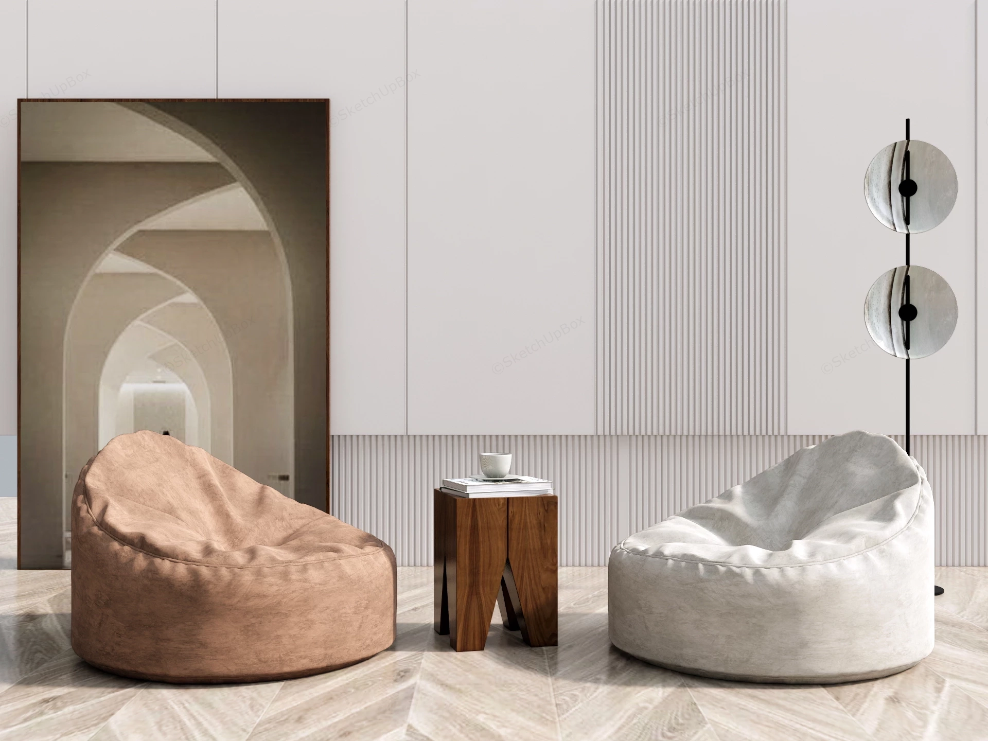 Bean Bag Accent Chair Set sketchup model preview - SketchupBox