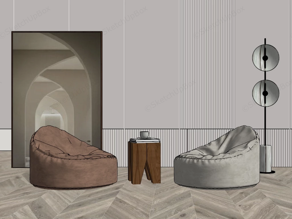 Bean Bag Accent Chair Set sketchup model preview - SketchupBox