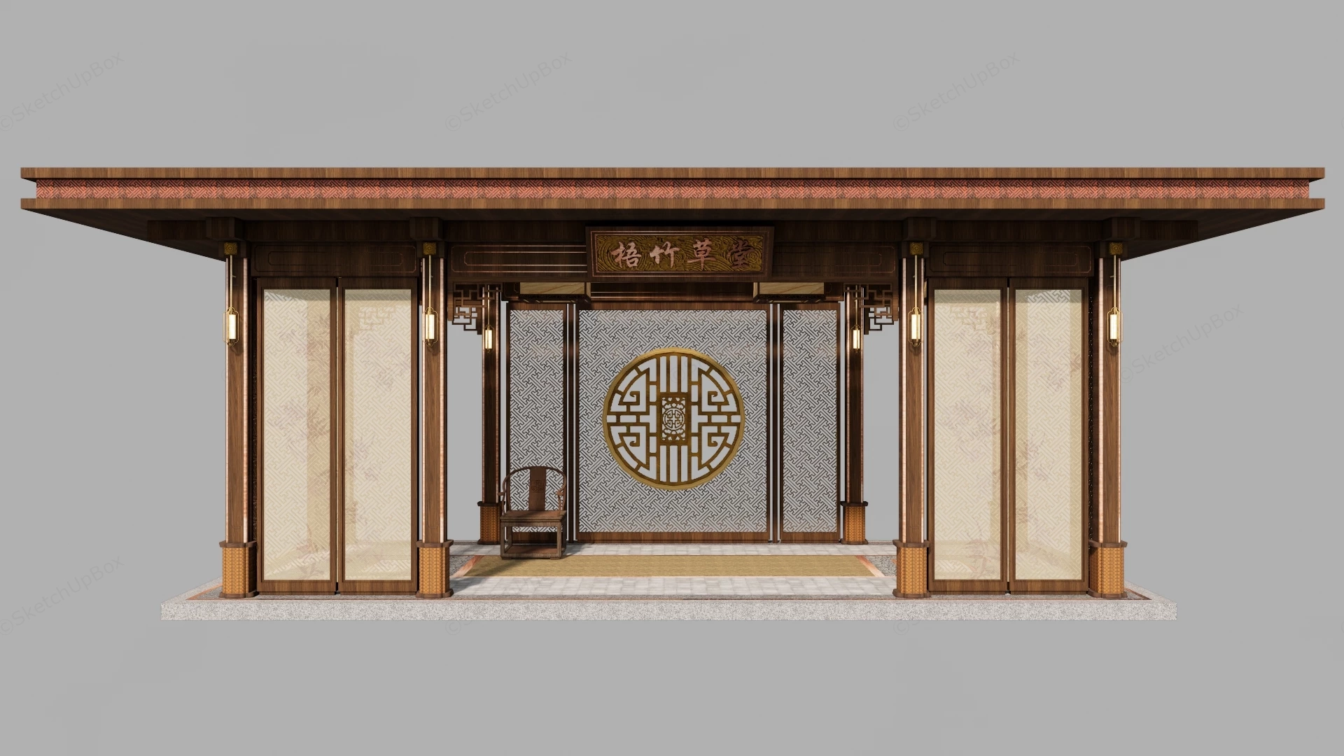 Traditional Chinese Pavilion sketchup model preview - SketchupBox