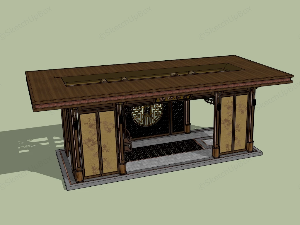 Traditional Chinese Pavilion sketchup model preview - SketchupBox