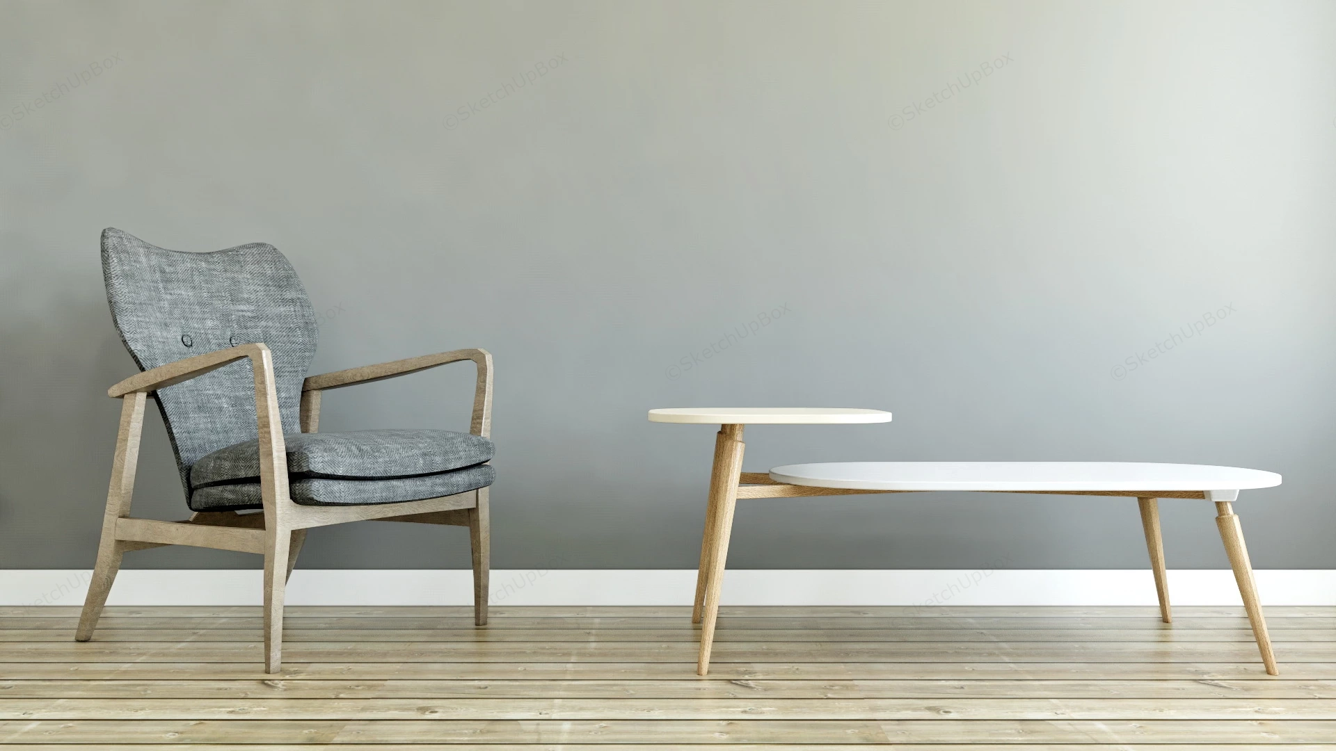 Armchair And Coffee Table Set sketchup model preview - SketchupBox
