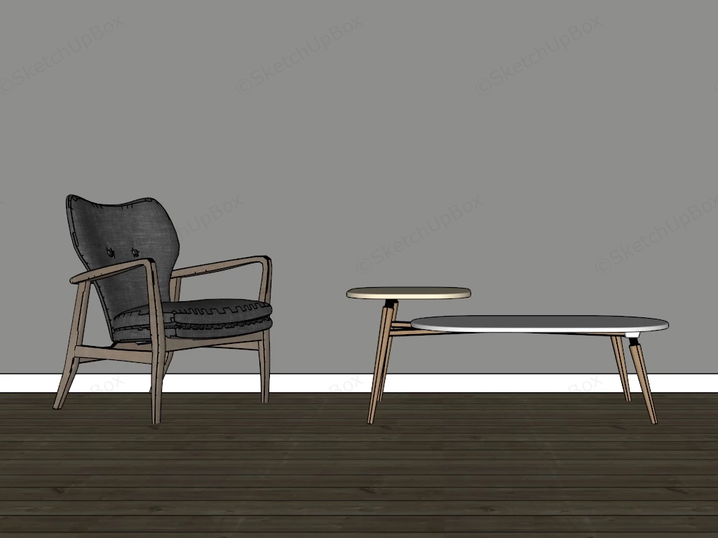 Armchair And Coffee Table Set sketchup model preview - SketchupBox