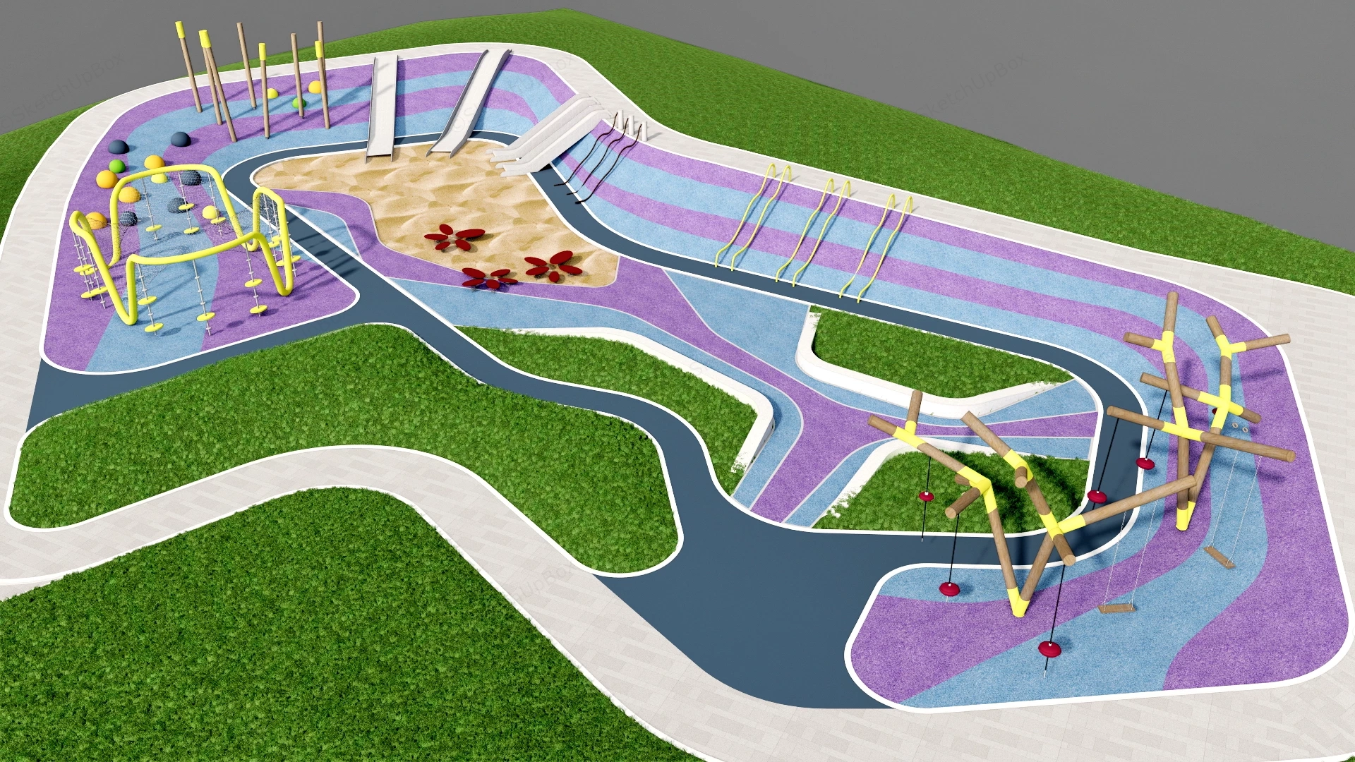 Kids School Playground sketchup model preview - SketchupBox