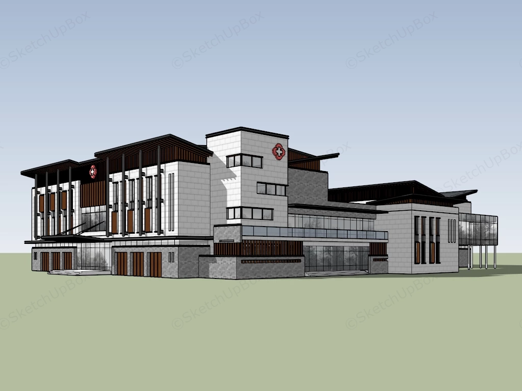 Chinese Medicine Hospital sketchup model preview - SketchupBox