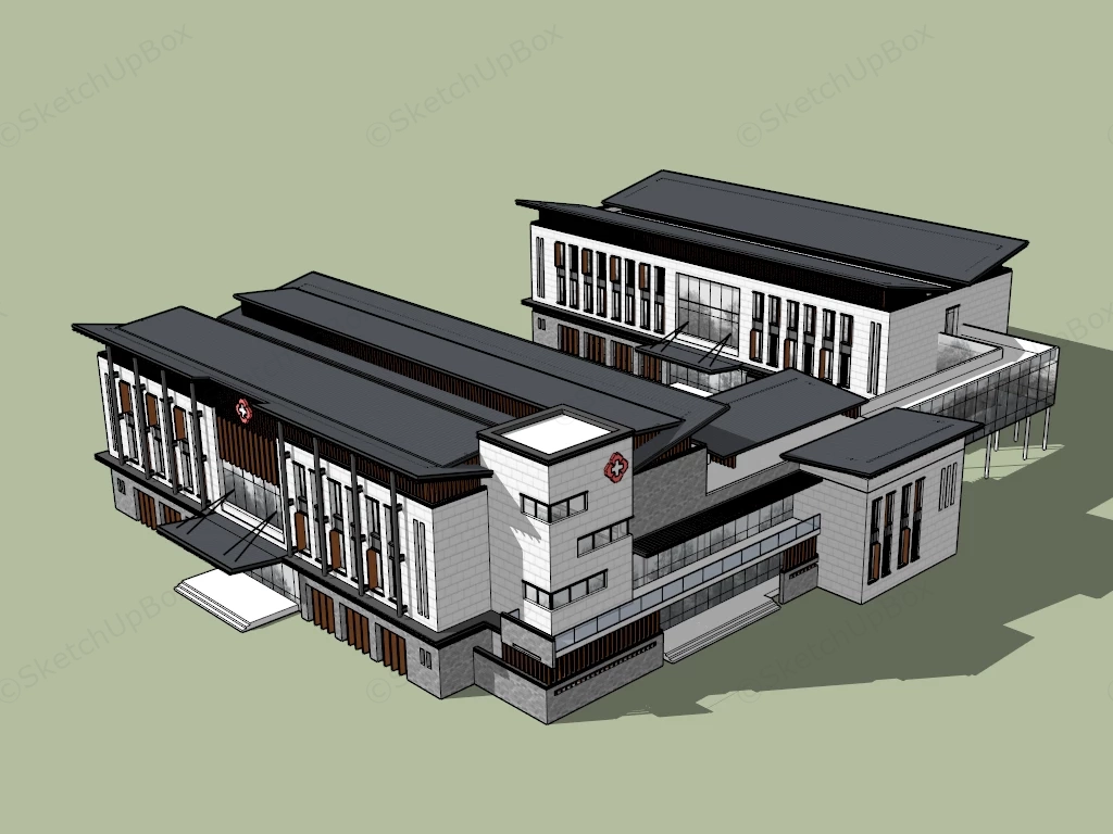 Chinese Medicine Hospital sketchup model preview - SketchupBox