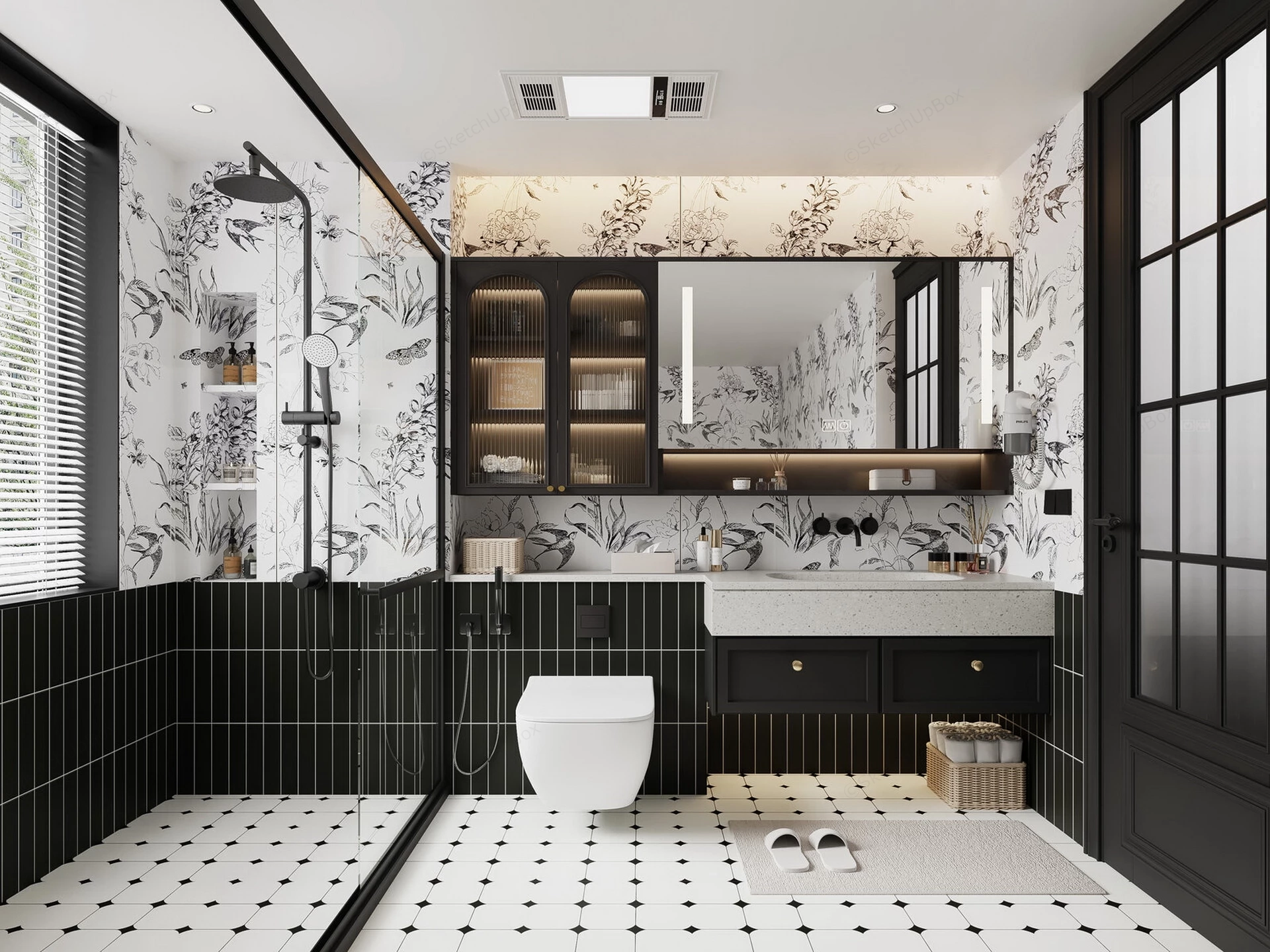 French Vintage Style Bathroom sketchup model preview - SketchupBox