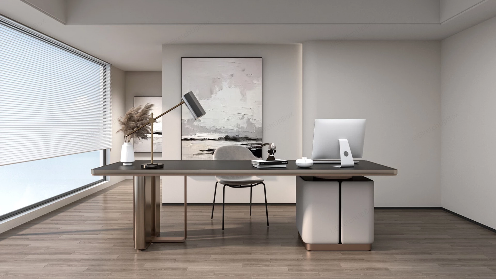 Minimalist Home Office Design sketchup model preview - SketchupBox