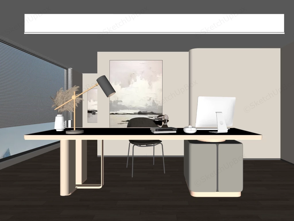 Minimalist Home Office Design sketchup model preview - SketchupBox