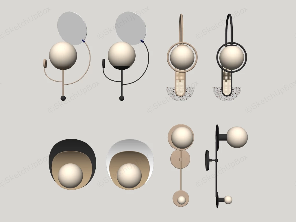 Globe Wall Sconces sketchup model preview - SketchupBox