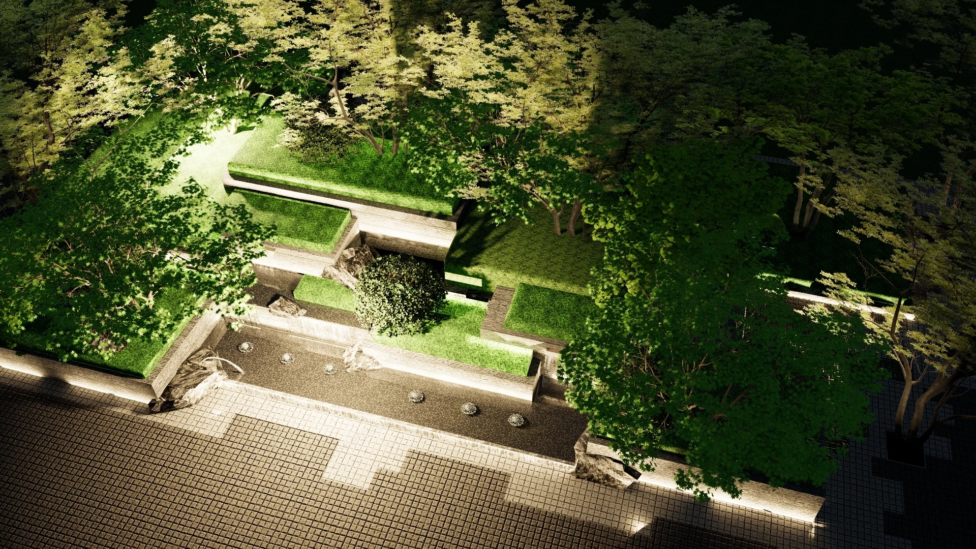 Large Outdoor Waterfall & Fountain sketchup model preview - SketchupBox