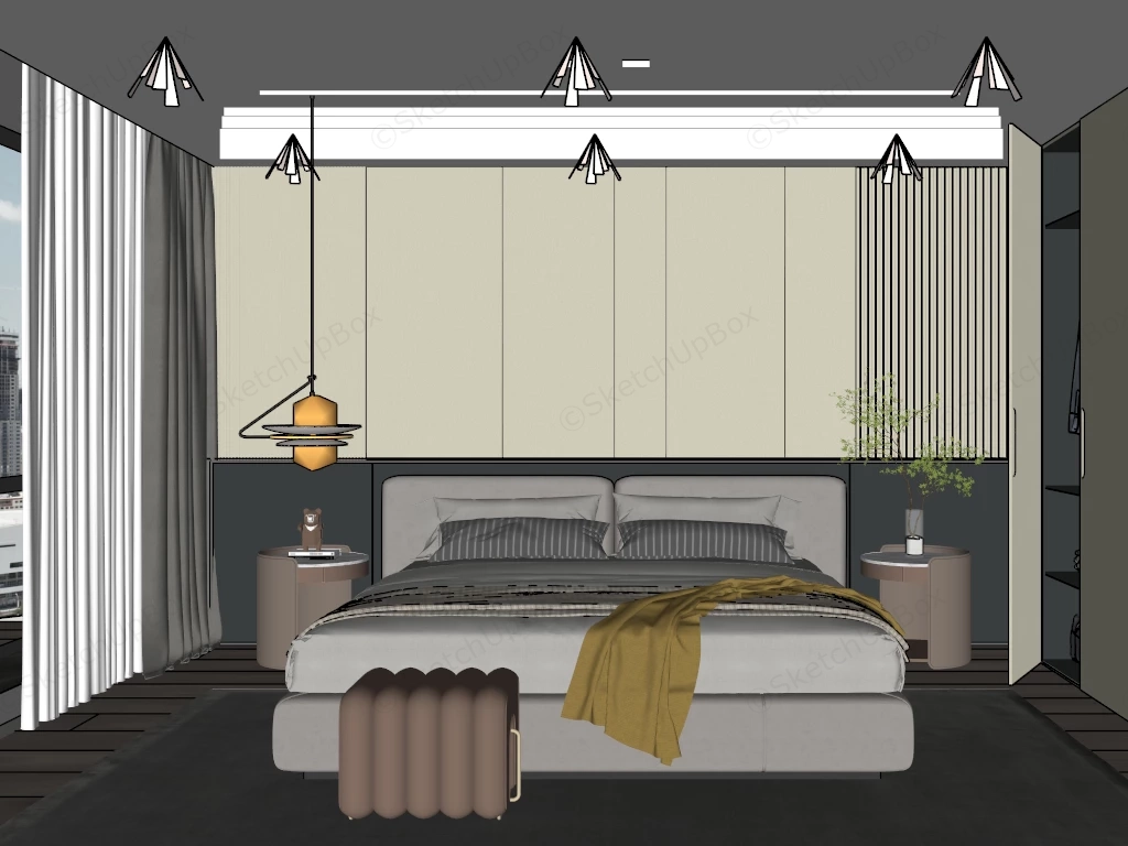 Two Tone Modern Bedroom Design sketchup model preview - SketchupBox