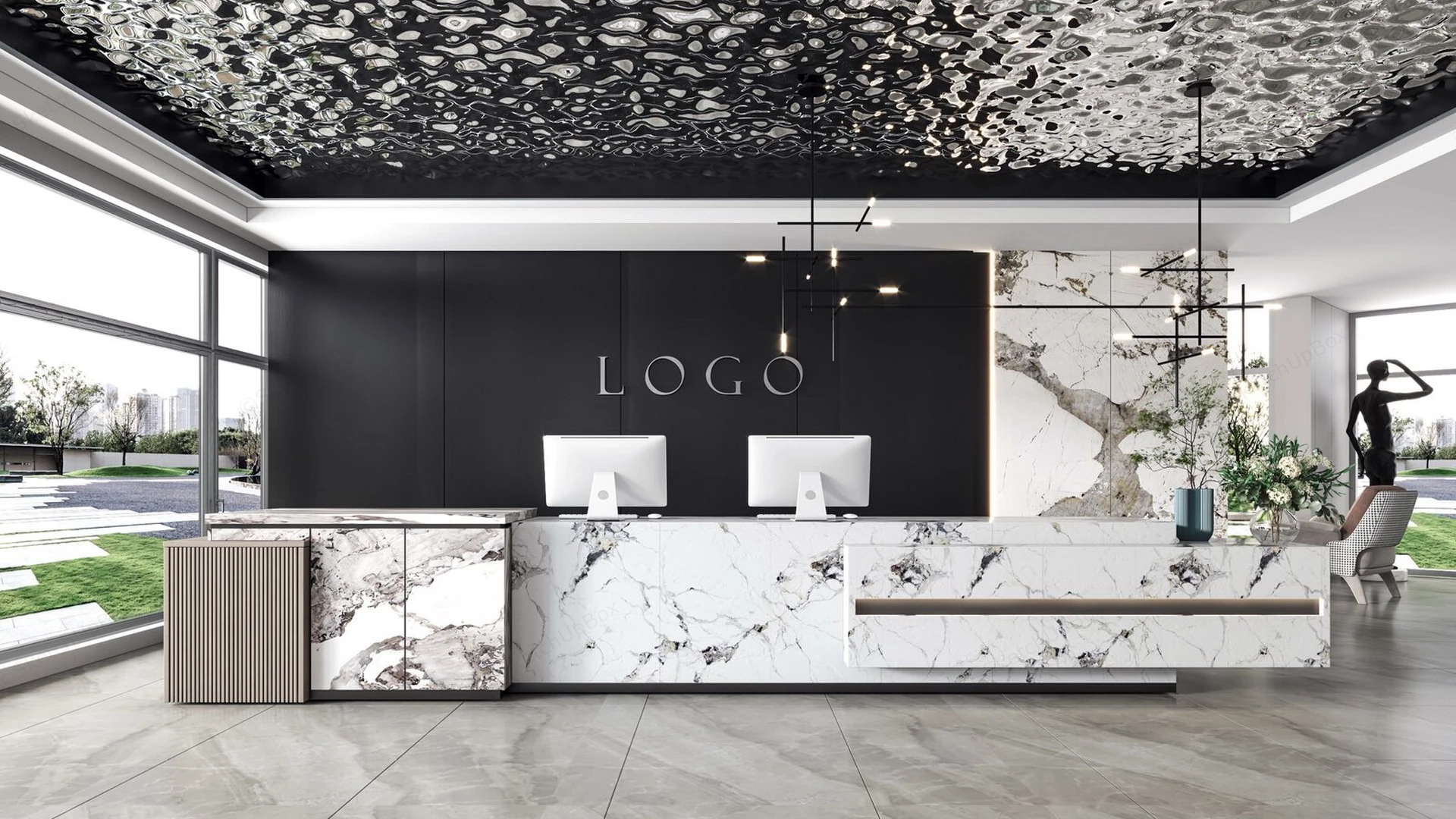 Luxury Office Reception Design sketchup model preview - SketchupBox