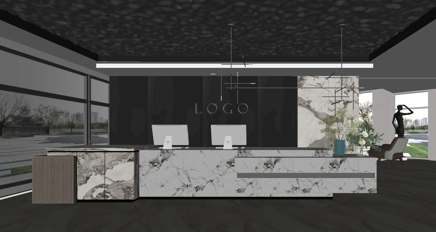 Luxury Office Reception Design sketchup model preview - SketchupBox