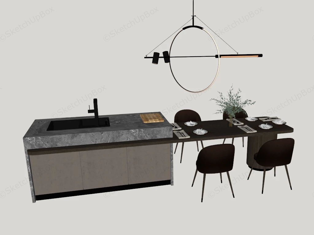 Kitchen Table Bar Island sketchup model preview - SketchupBox