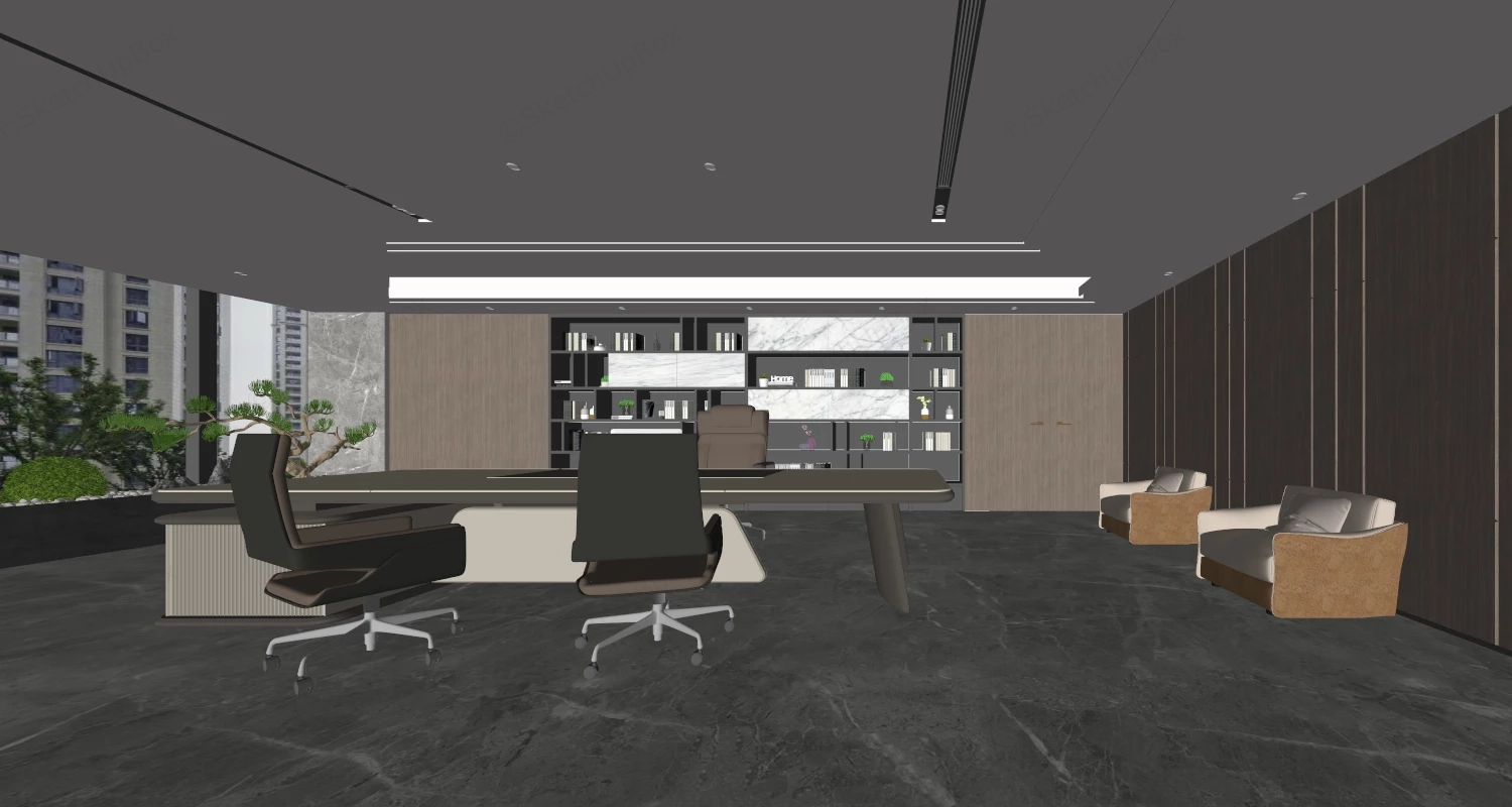 CEO Executive Office Design sketchup model preview - SketchupBox