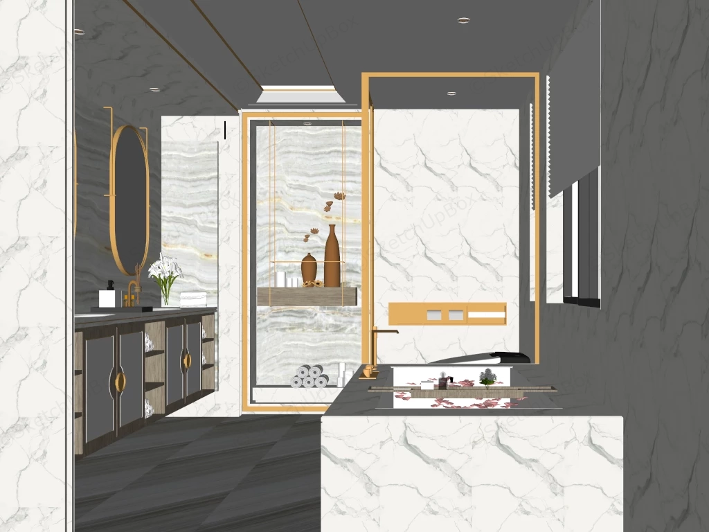 Mid Century Modern Bathroom sketchup model preview - SketchupBox