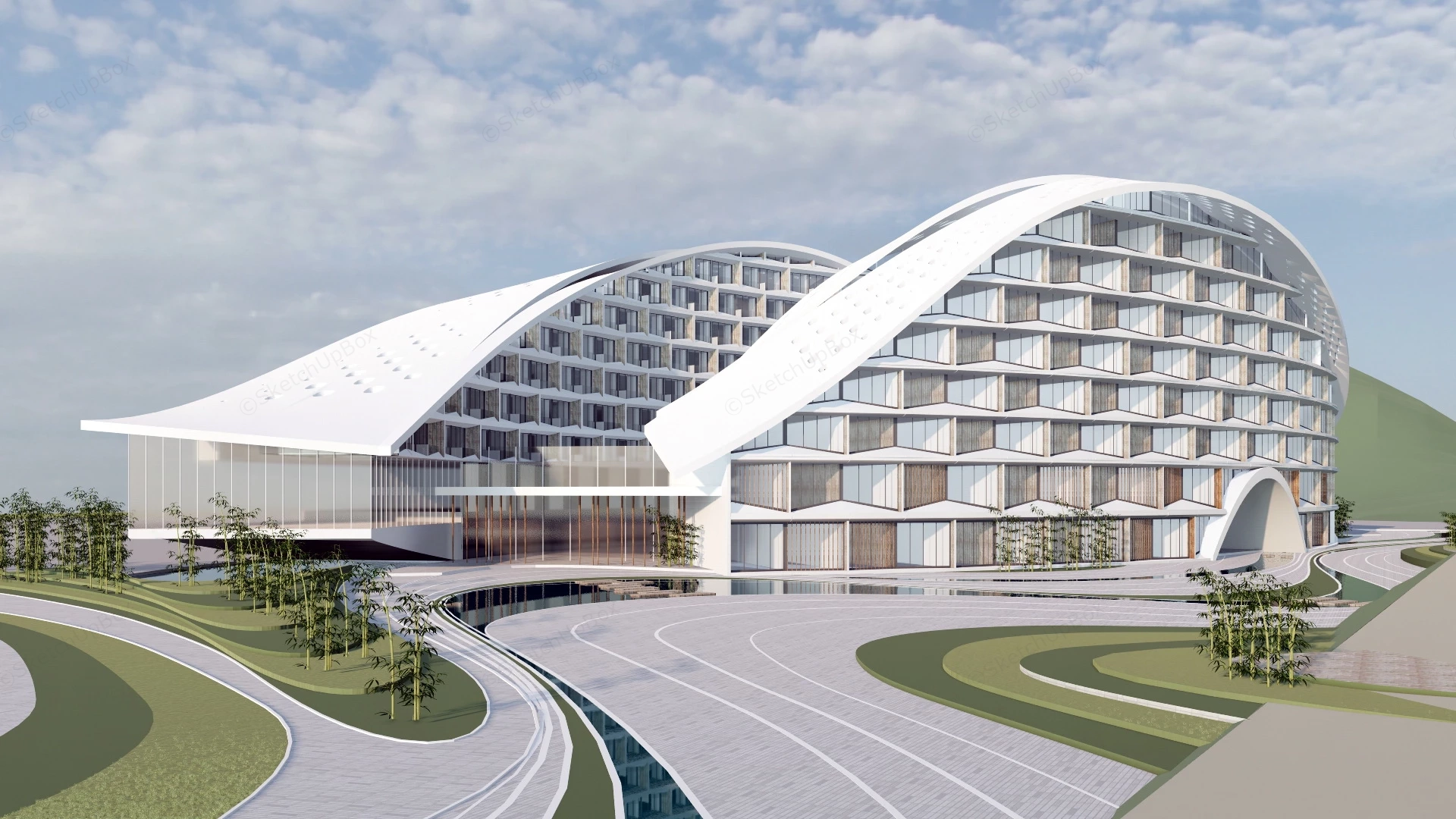 Luxury Resort Hotel Design sketchup model preview - SketchupBox