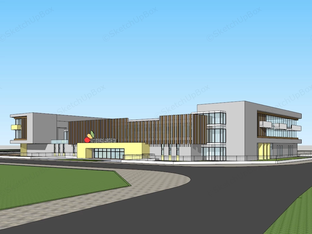 Modern Kindergarten Architecture sketchup model preview - SketchupBox