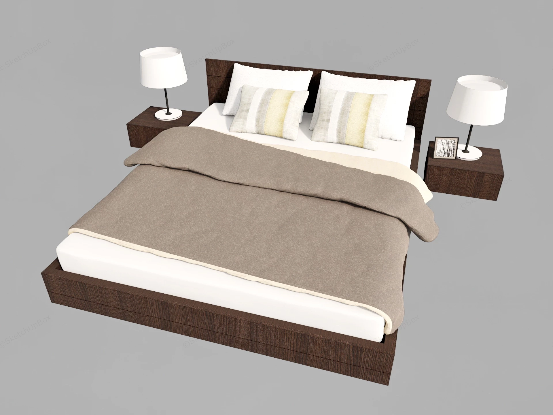 Dark Wood Bedroom Furniture Set sketchup model preview - SketchupBox
