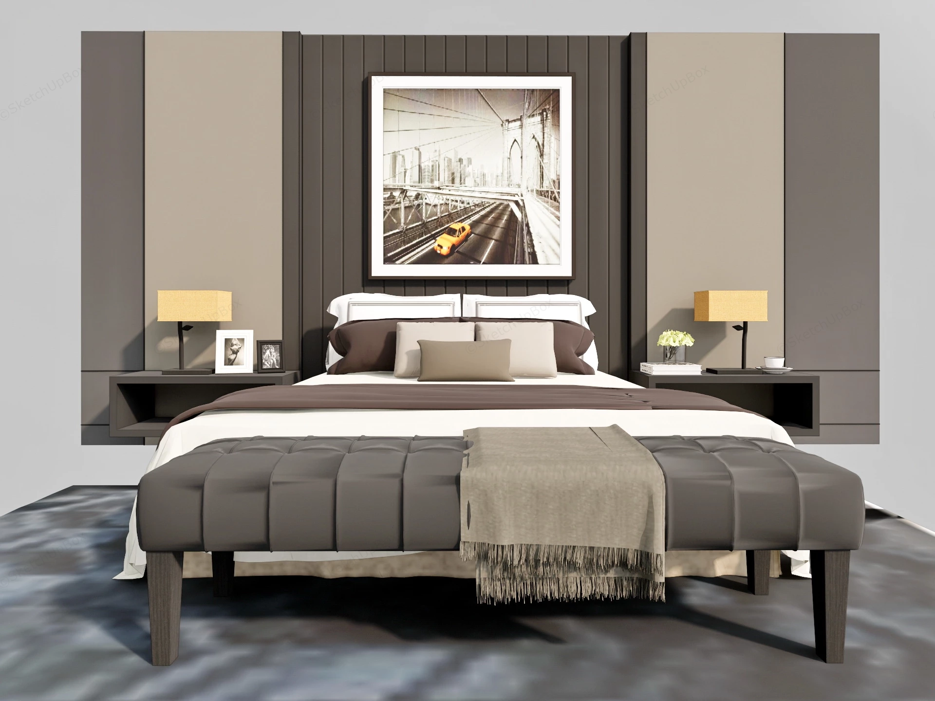 Brown Bedroom Furniture Ideas sketchup model preview - SketchupBox