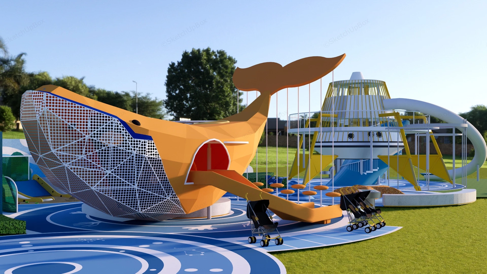 Ocean Theme Outdoor Playground sketchup model preview - SketchupBox