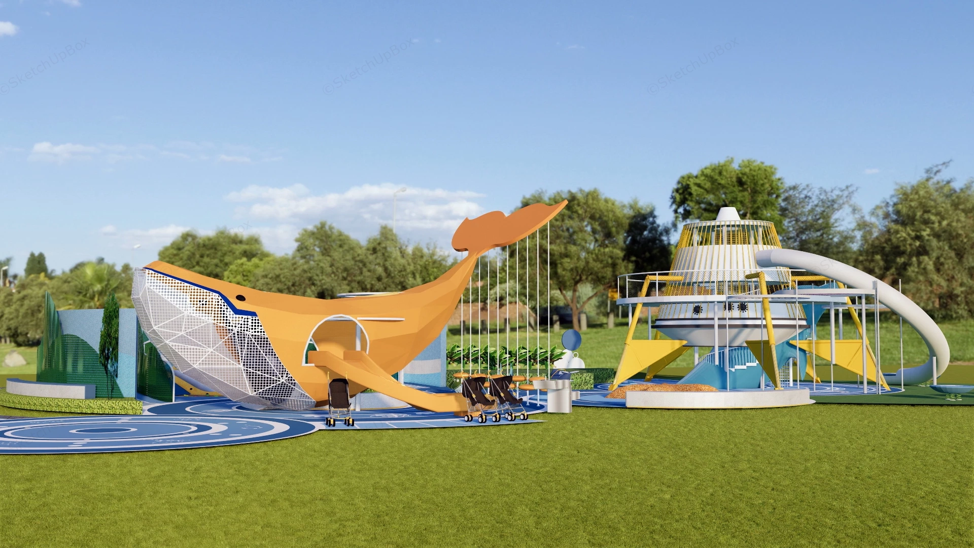 Ocean Theme Outdoor Playground sketchup model preview - SketchupBox