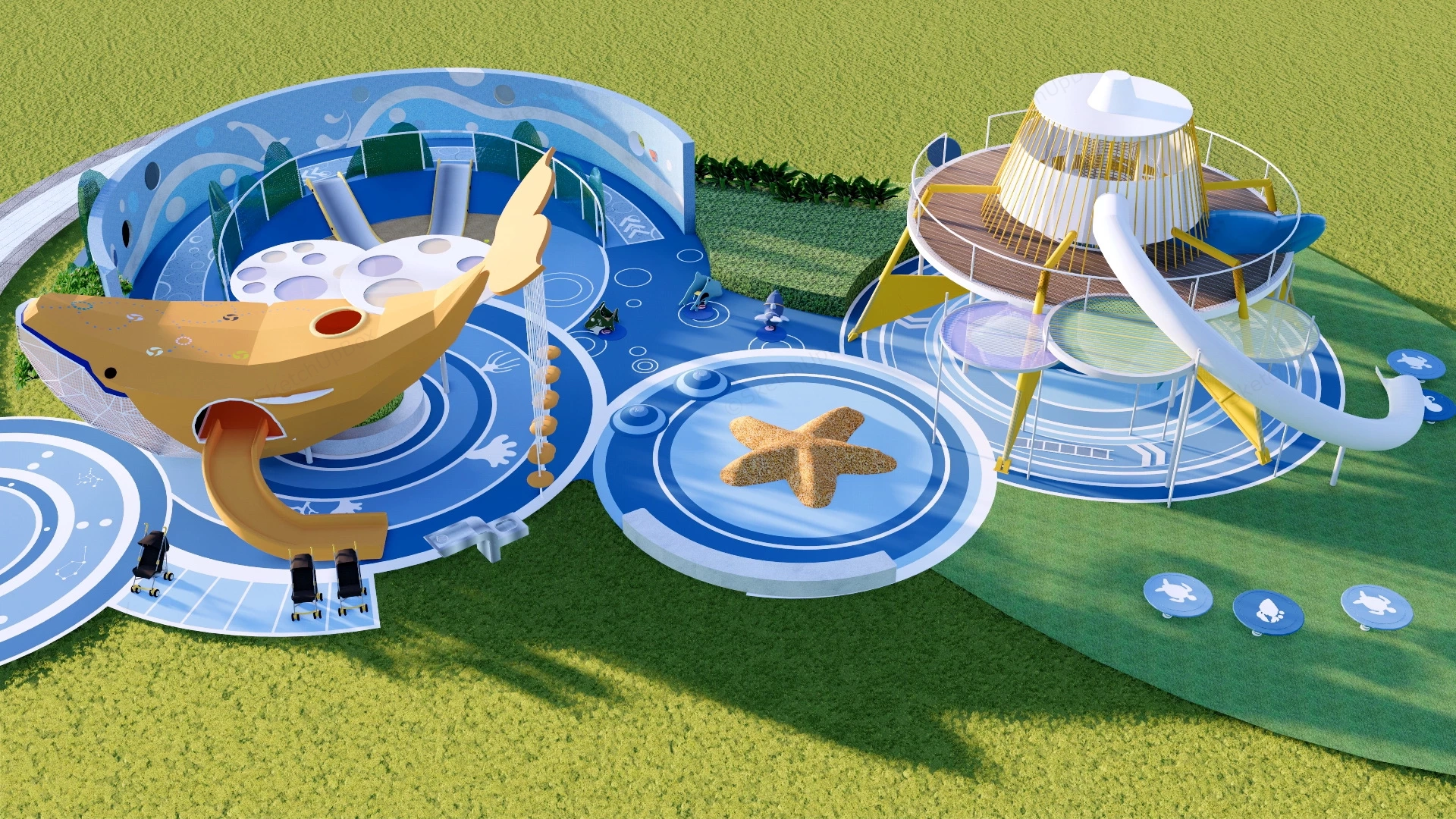 Ocean Theme Outdoor Playground sketchup model preview - SketchupBox