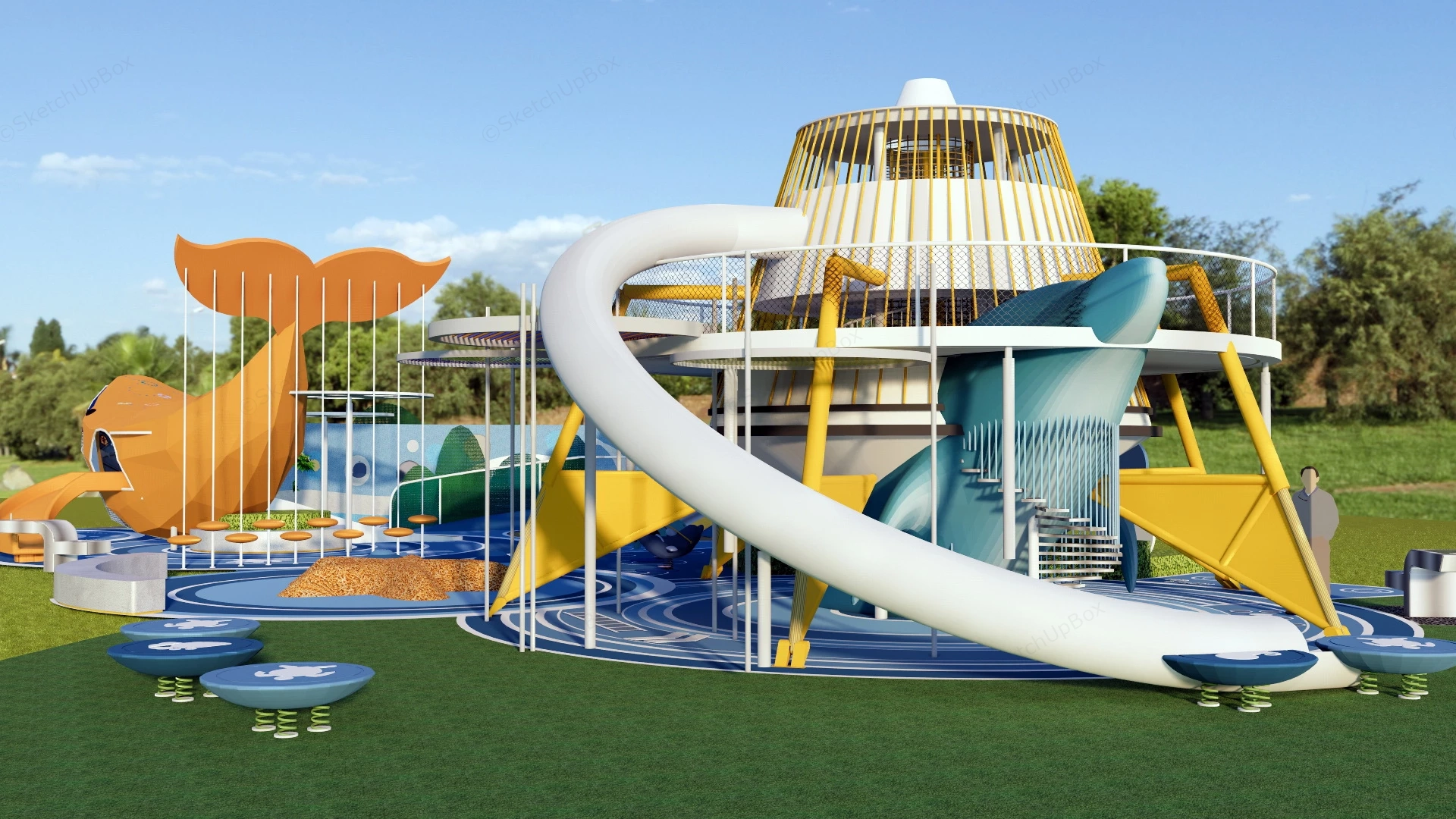 Ocean Theme Outdoor Playground sketchup model preview - SketchupBox