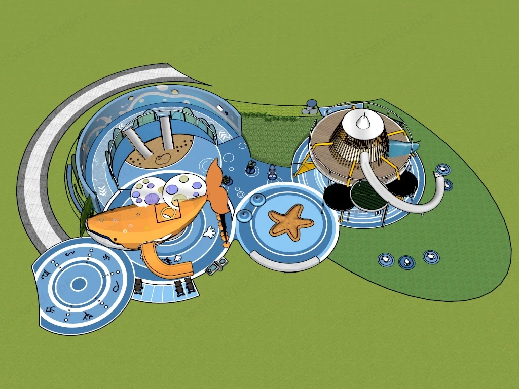 Ocean Theme Outdoor Playground sketchup model preview - SketchupBox